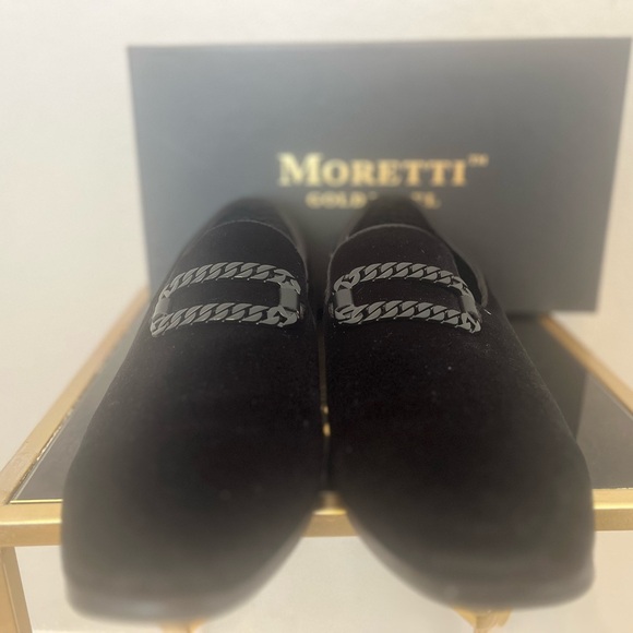 Moretti Black Velvet Buckle Dress Shoes - Picture 2 of 7
